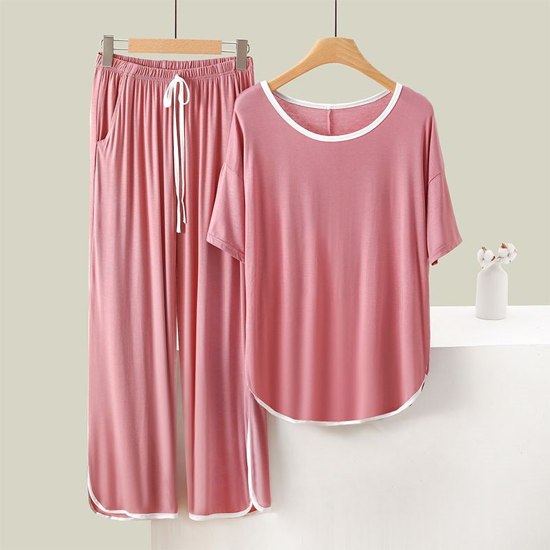 Unisex Short Sleeve Pajama Set Polyester Relaxed Fit
