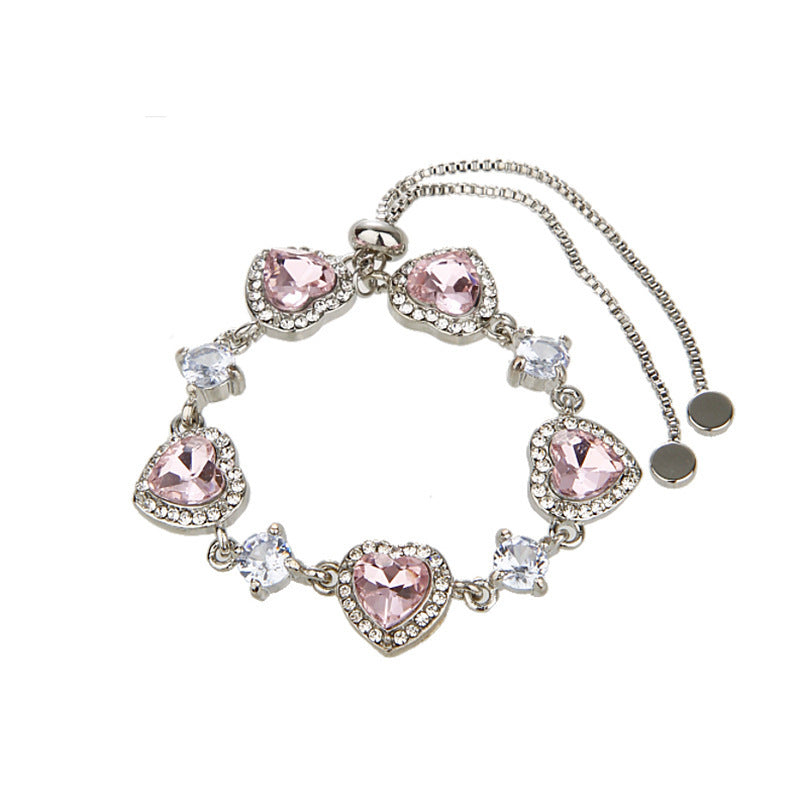 Loving Heart Zircon Pull-out Bracelet Light Luxury Minority Design