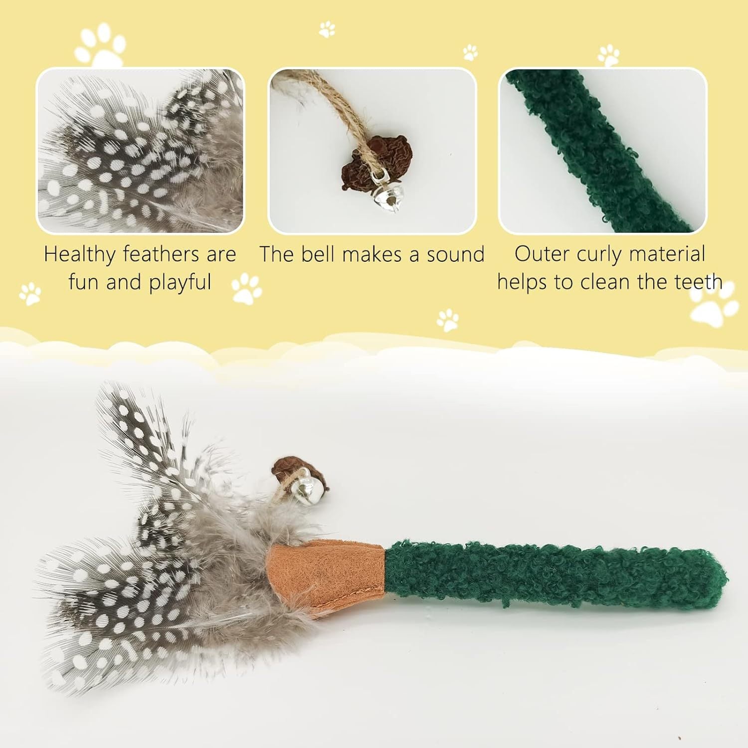 Natural Feathered Silvervine Catnip Chew Sticks for Cats