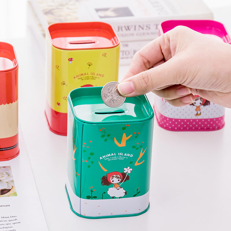 Square Metal Tinplate Piggy Bank