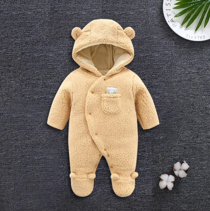 Baby Winter Cotton Padded Romper – Thickened Lamb Newborn Jumpsuit