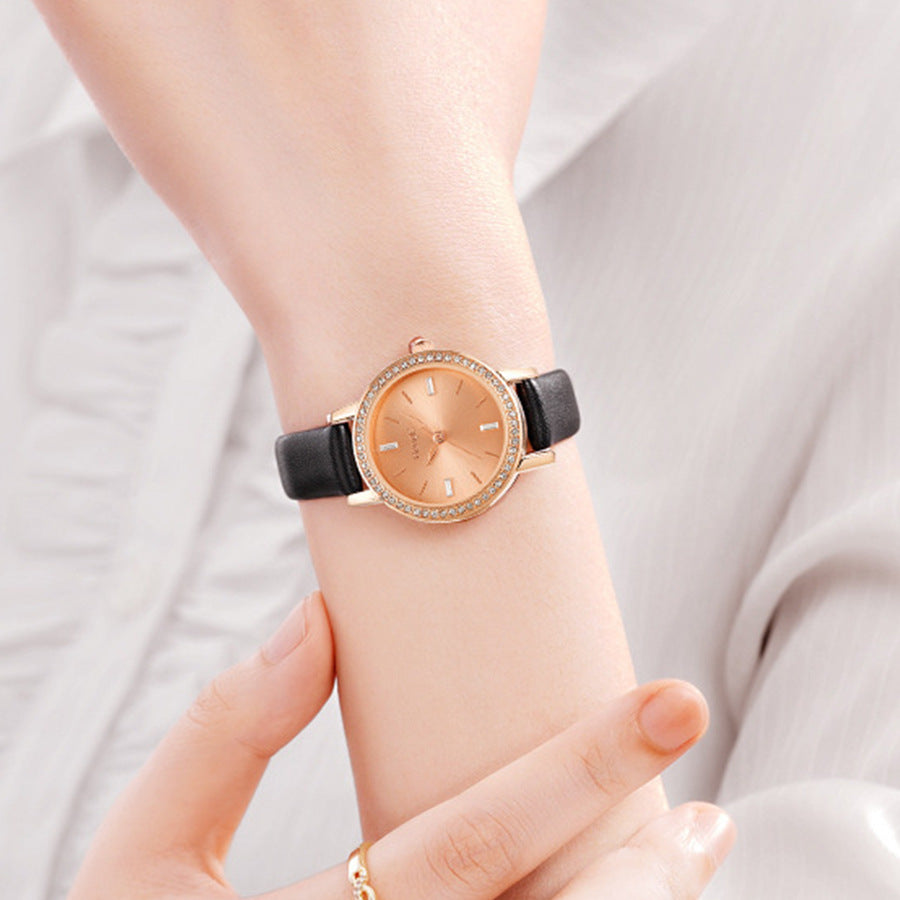 Women’s Fashion Diamond Quartz Watch with World Time