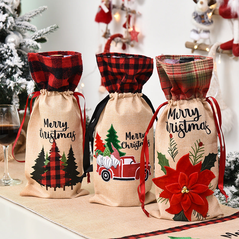 Christmas Wine Bottle Decoration Set for Home Furnishing
