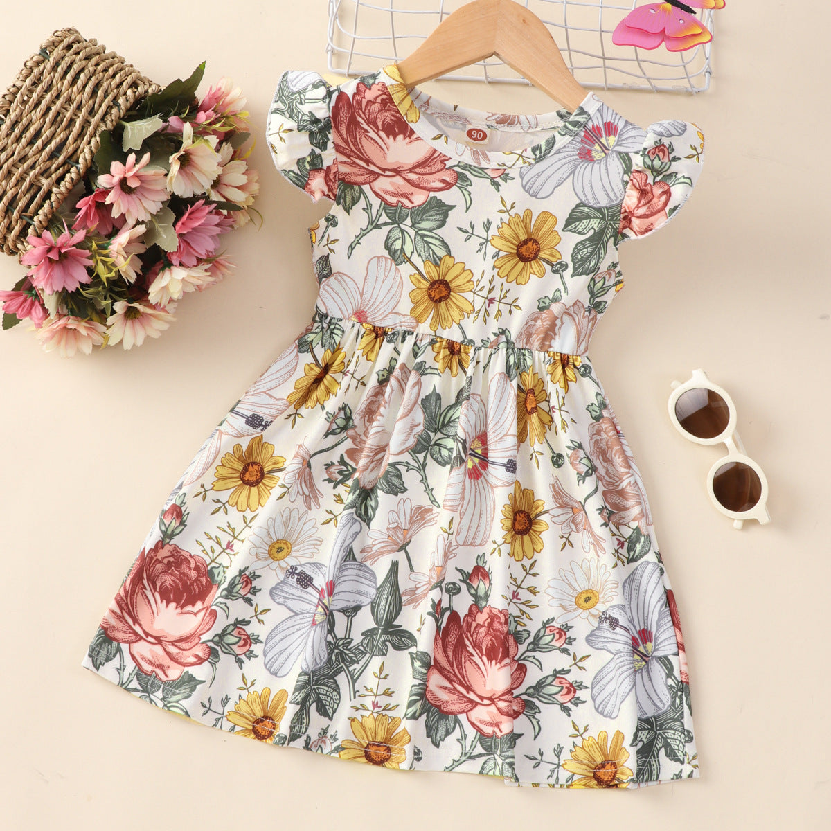 Children Flounced Sleeve Dress Girl Princess Dress