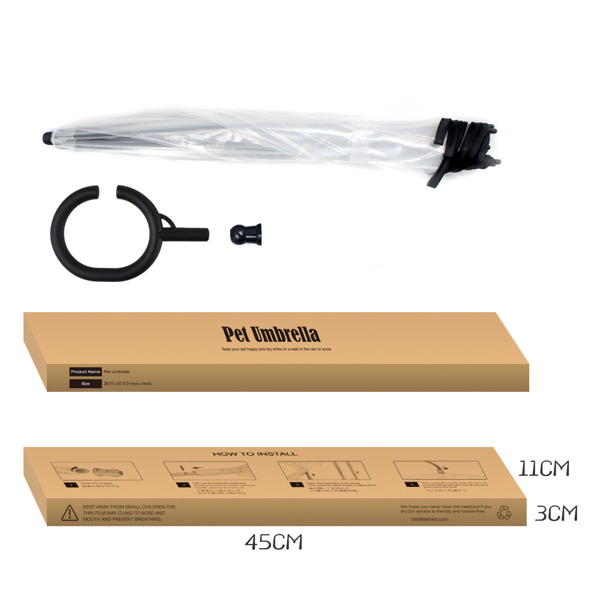 Clear C-Type Adjustable Pet Umbrella