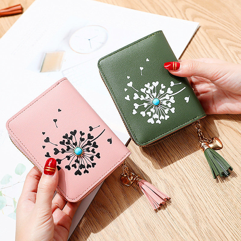 Simple PU Leather Zipper Multiple Card Slots Mini Short Women's Wallet