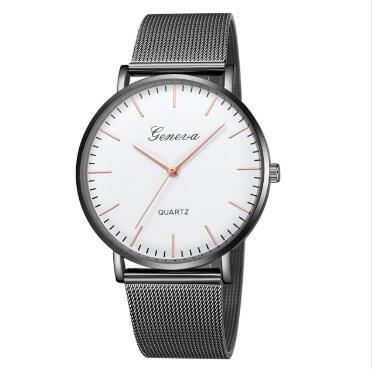 Unisex Casual Quartz Steel Watch Imitation Leather Bracelet