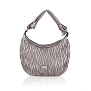Women’s Faux Leather Textured Handbag – Silver Grey