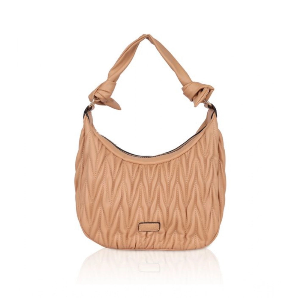 Women’s Faux Leather Textured Handbag – Beige