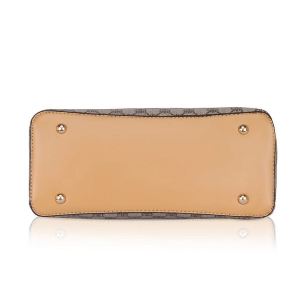 Women’s Faux Leather Printed Handbag – Camel Color