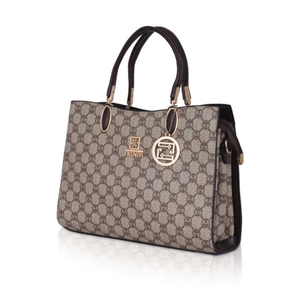 Women’s Faux Leather Printed Handbag – Coffee Color