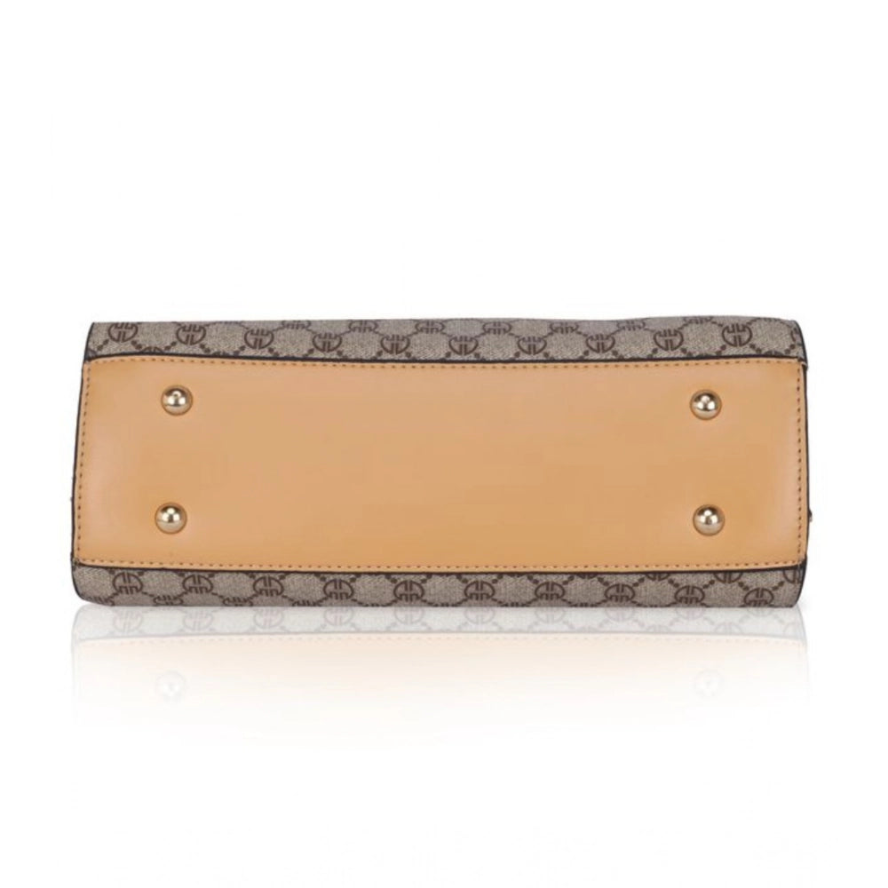 Women’s Faux Leather Printed Handbag – Camel Color