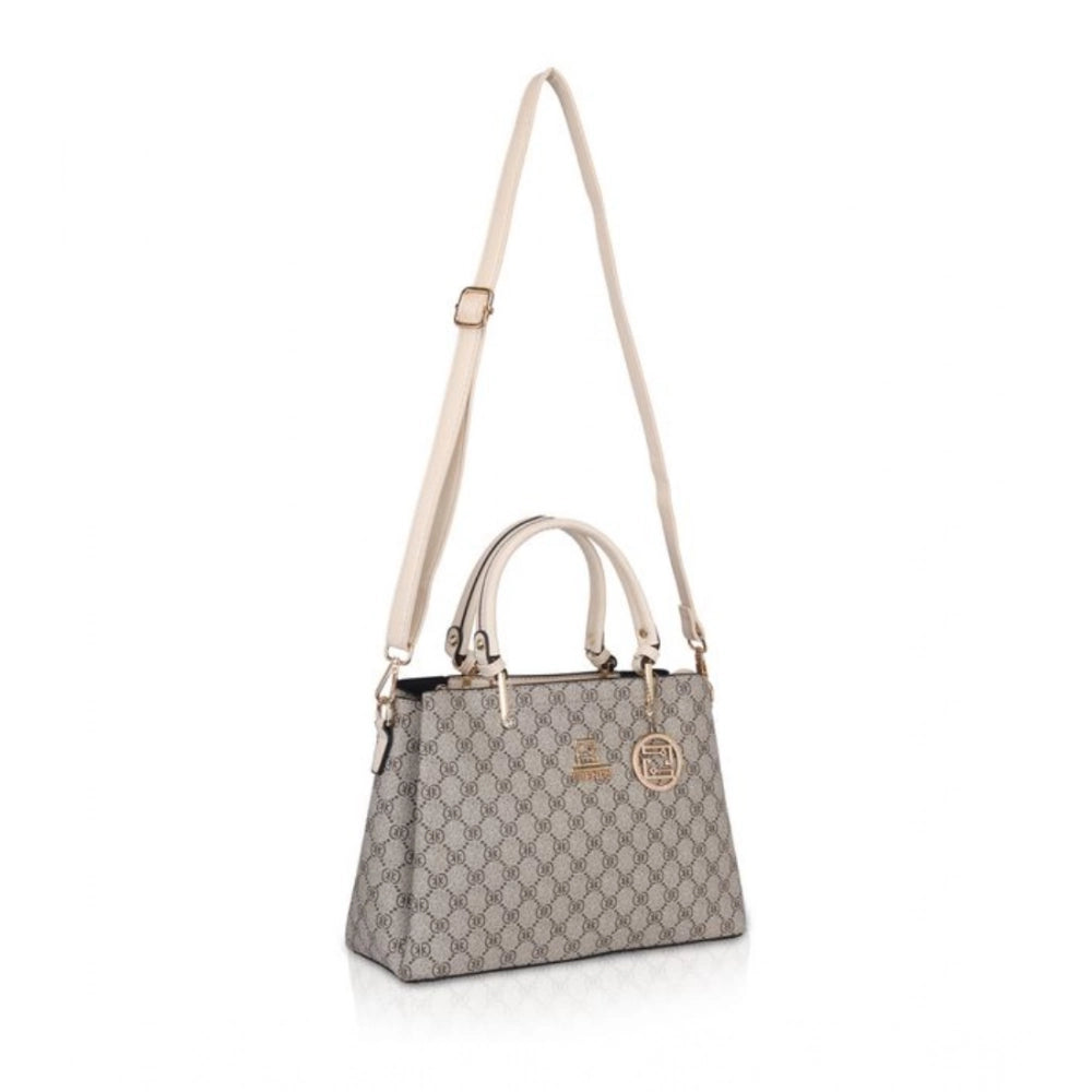 Generic Women's Faux Leather Printed Women’s Faux Leather Printed Handbag – Beige Color(Beige)
