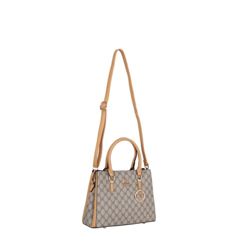 Women’s Faux Leather Printed Handbag – Camel Color