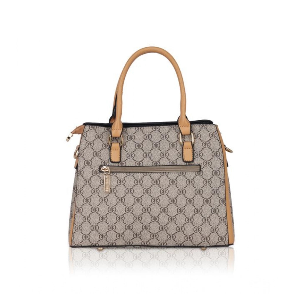 Women’s Faux Leather Printed Handbag – Camel Color