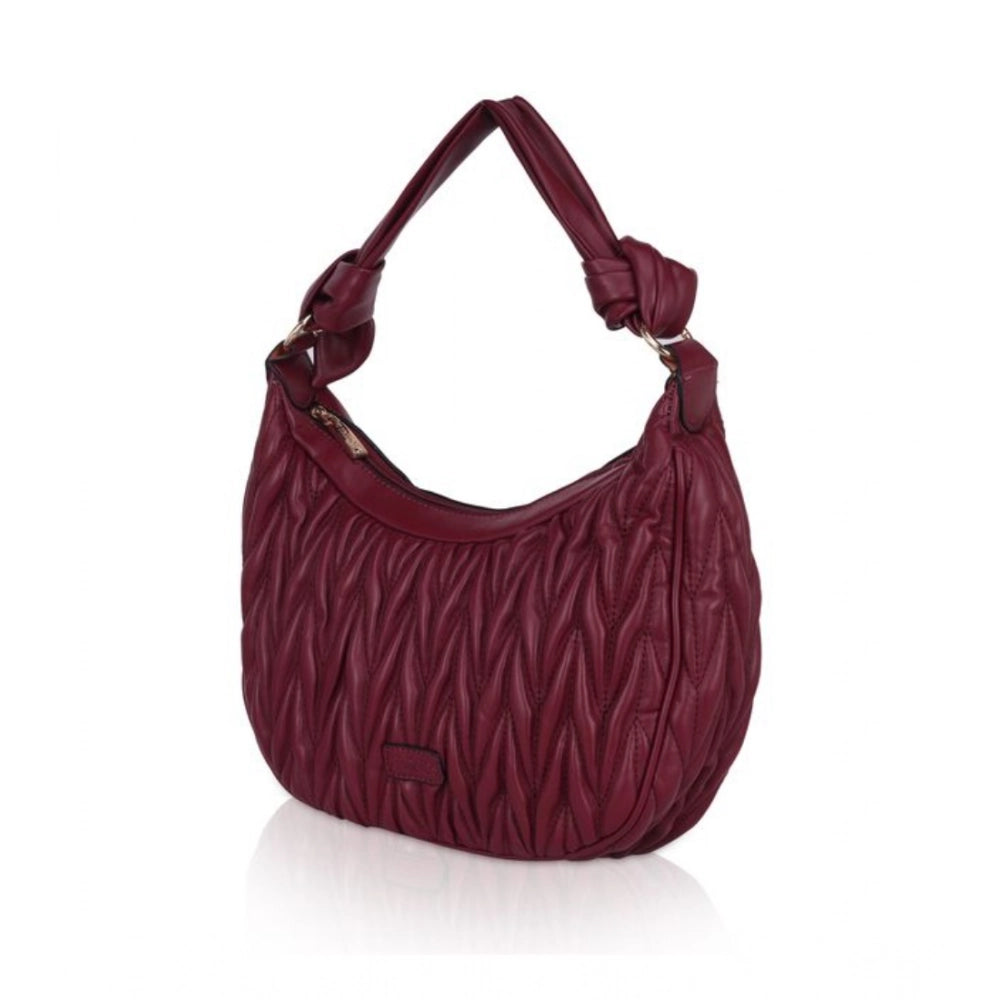 Women’s Faux Leather Textured Handbag – Red