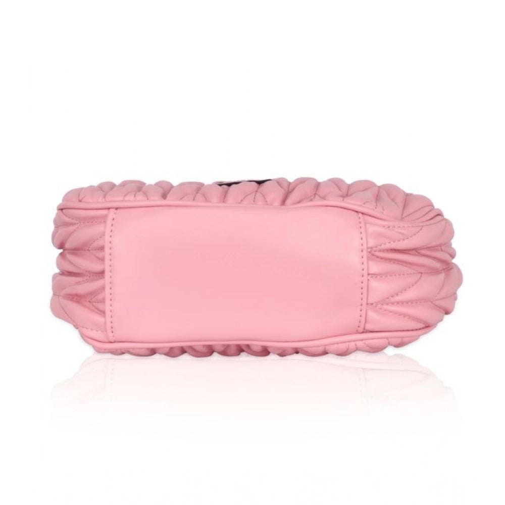 Women’s Faux Leather Textured Handbag – Pink (Variant 2)