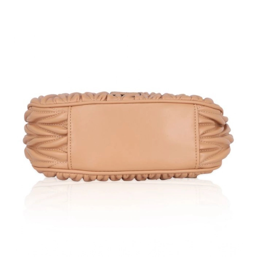 Women’s Faux Leather Textured Handbag – Beige