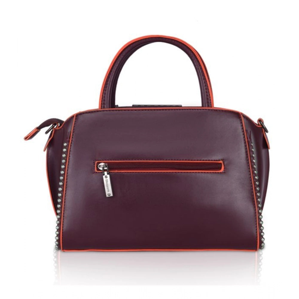 Generic Women's Faux Leather Women’s Faux Leather Handbag – Metal Beads Accent, Wine Red Beads Handbag (Wine Red)