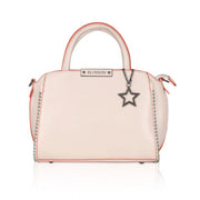Women’s Faux Leather Handbag – Metal Beads Accent, Pink