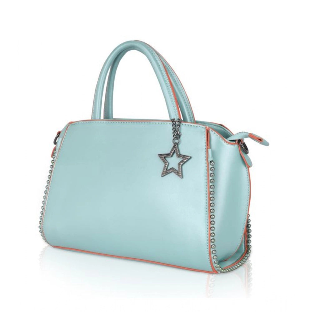 Women’s Faux Leather Handbag – Metal Beads Accent, Green