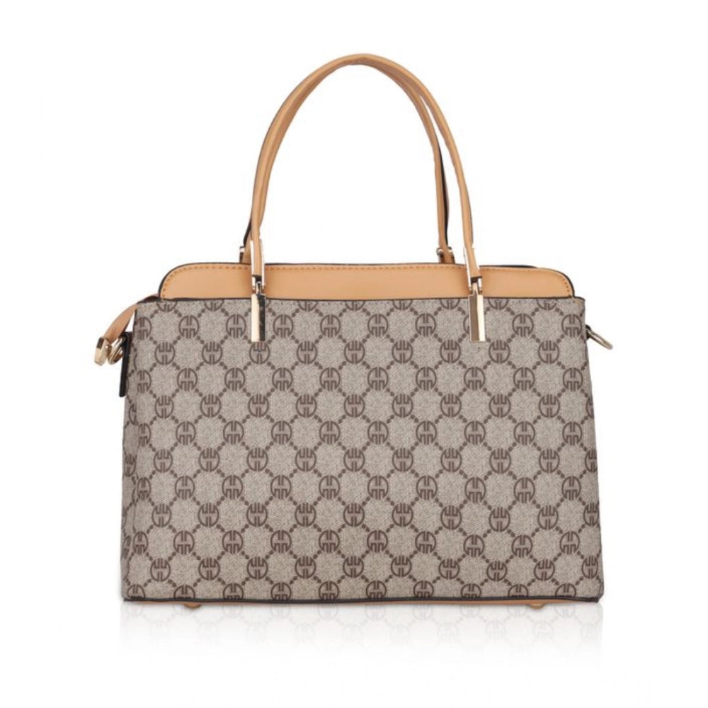 Women’s Faux Leather Printed Handbag – Camel Color