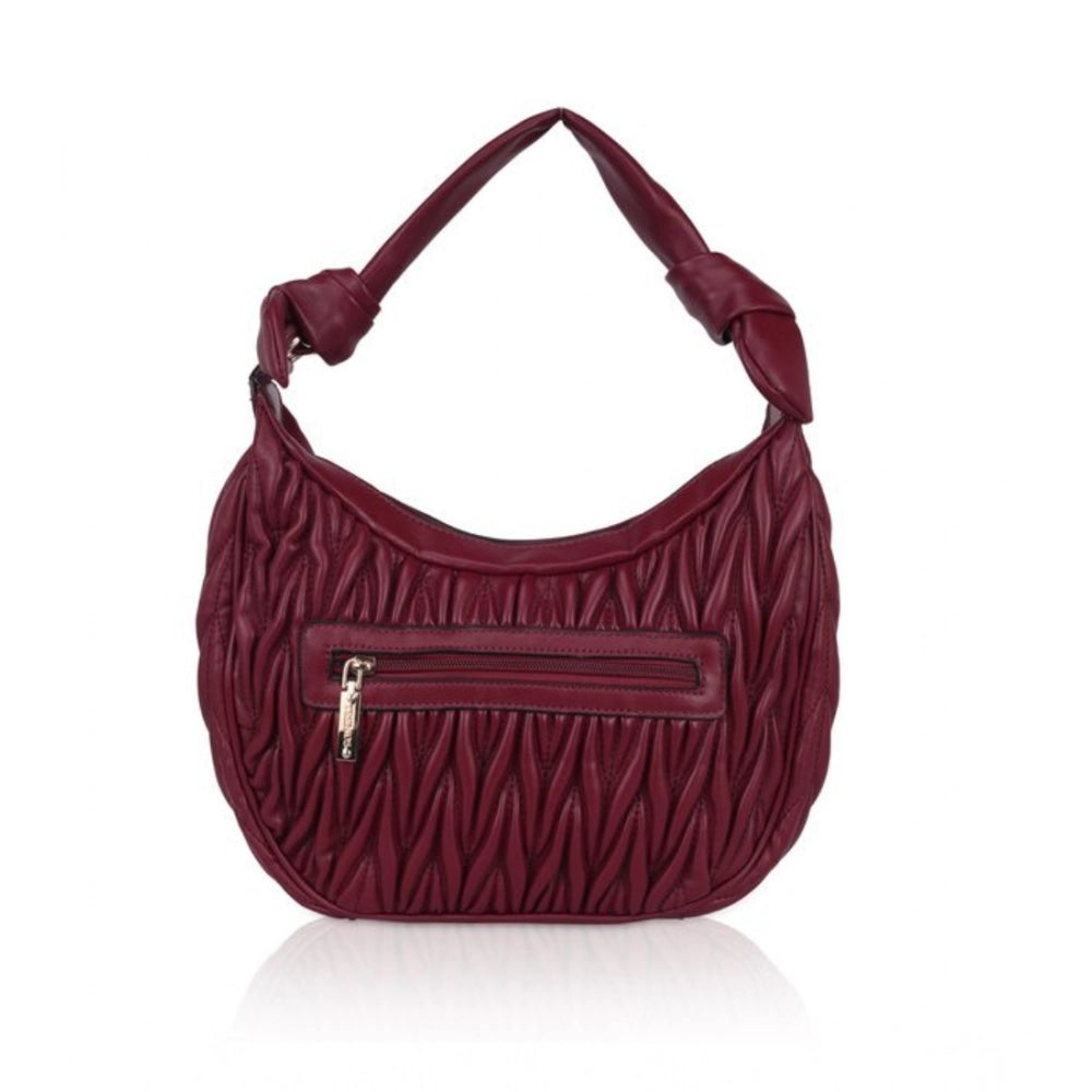 Women’s Faux Leather Textured Handbag – Red