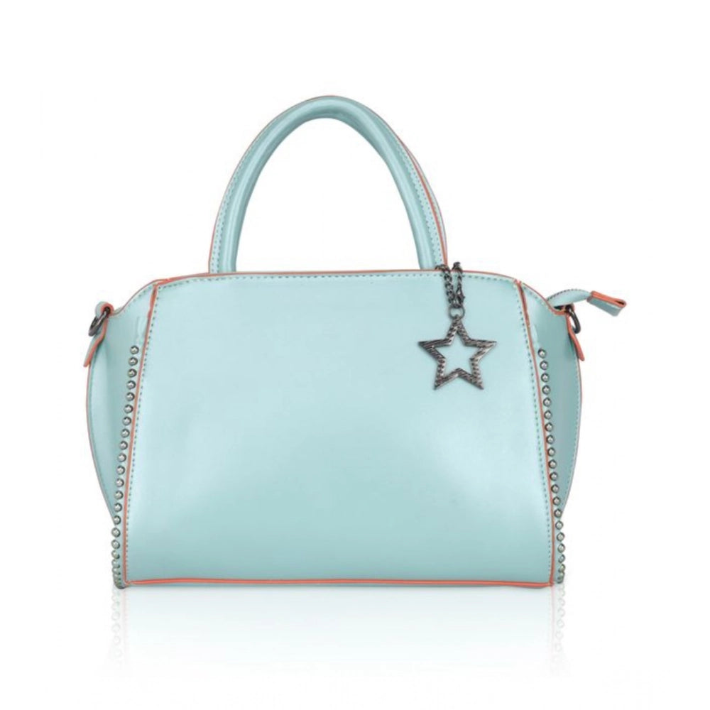 Women’s Faux Leather Handbag – Metal Beads Accent, Green