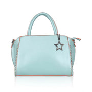 Women’s Faux Leather Handbag – Metal Beads Accent, Green
