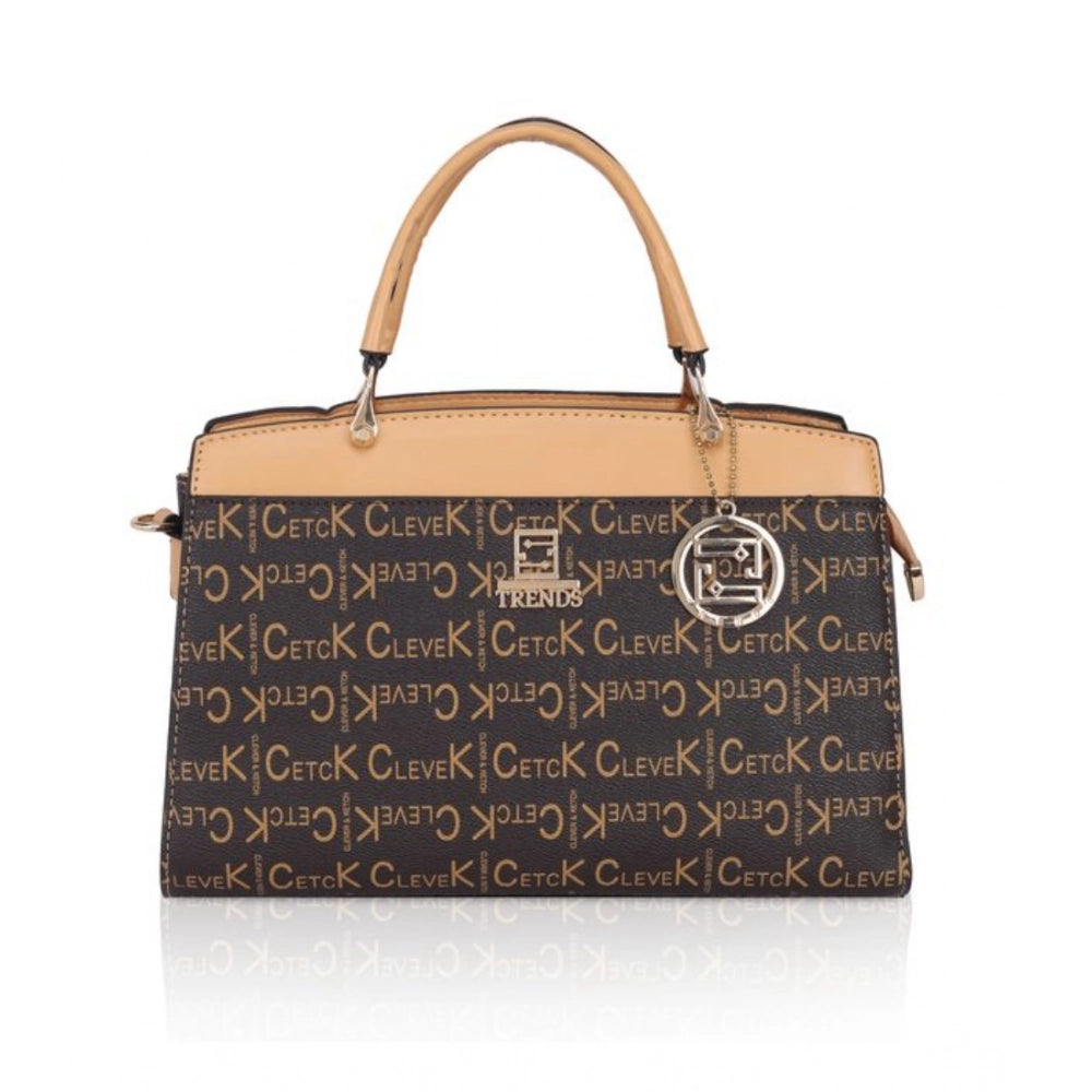 Women’s Faux Leather Printed Handbag – Camel Color