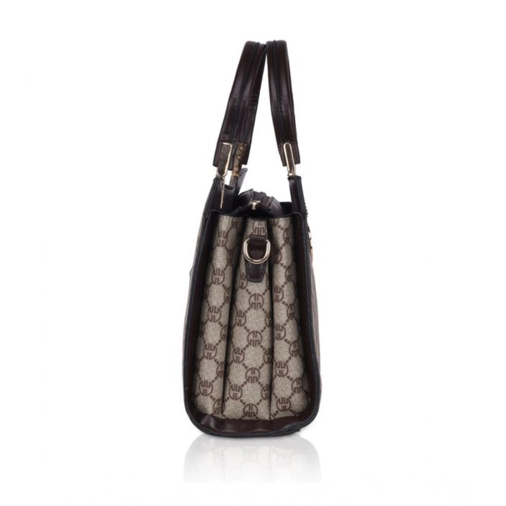 Women’s Faux Leather Printed Handbag – Coffee Color