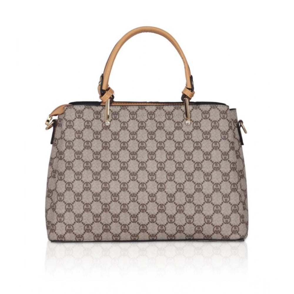 Women’s Faux Leather Printed Handbag – Camel Color