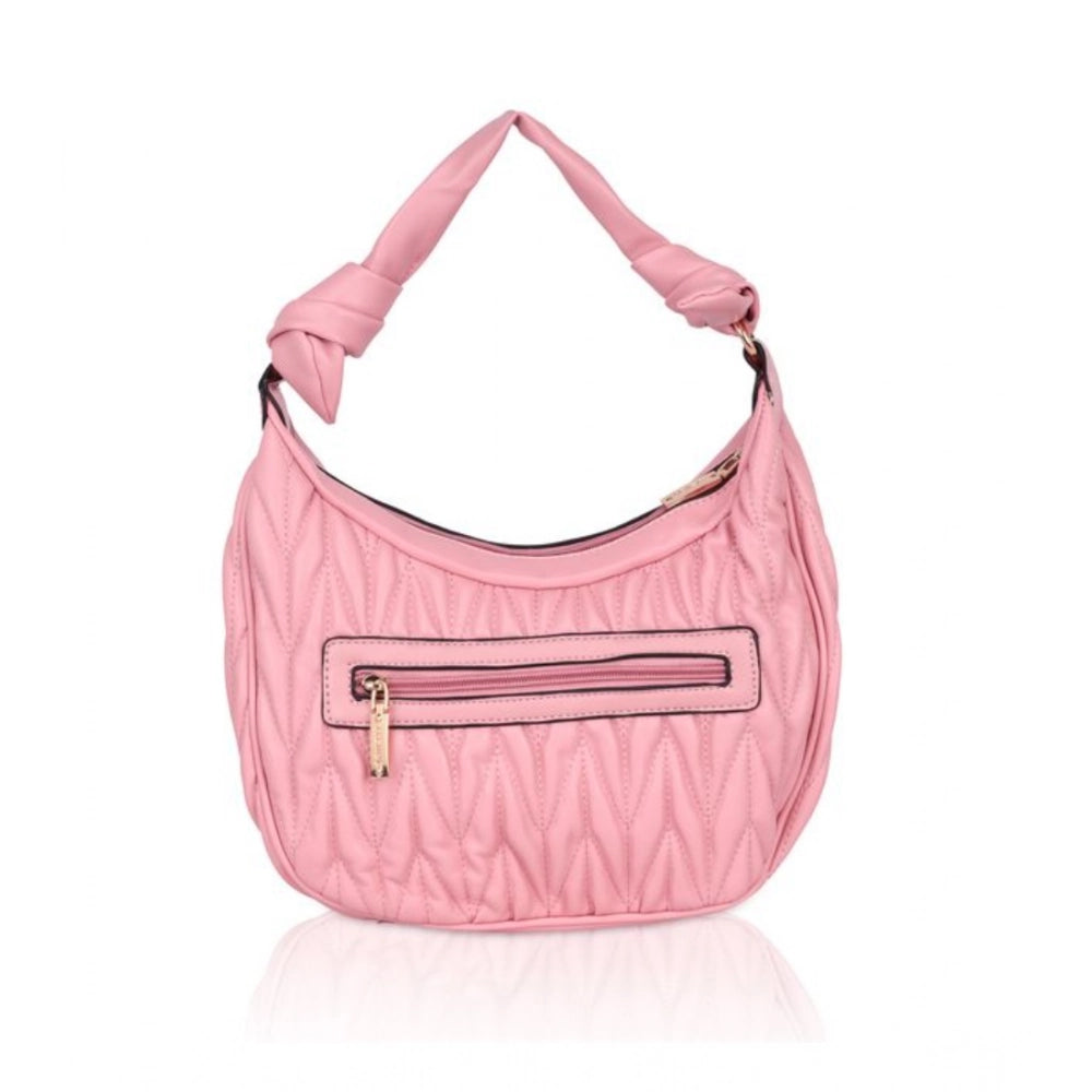 Women’s Faux Leather Textured Handbag – Pink (Variant 2)