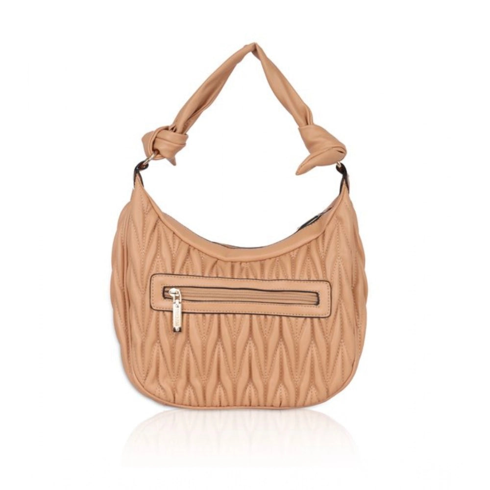 Women’s Faux Leather Textured Handbag – Beige