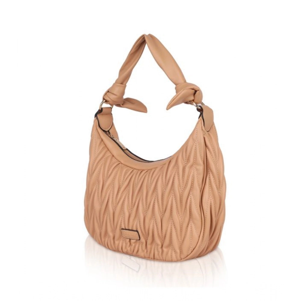 Women’s Faux Leather Textured Handbag – Beige