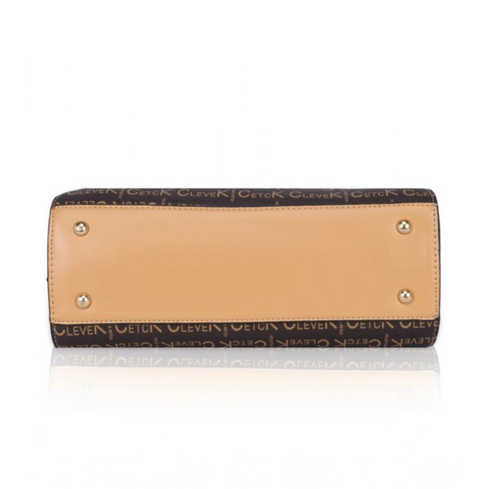 Women’s Faux Leather Printed Handbag – Camel Color