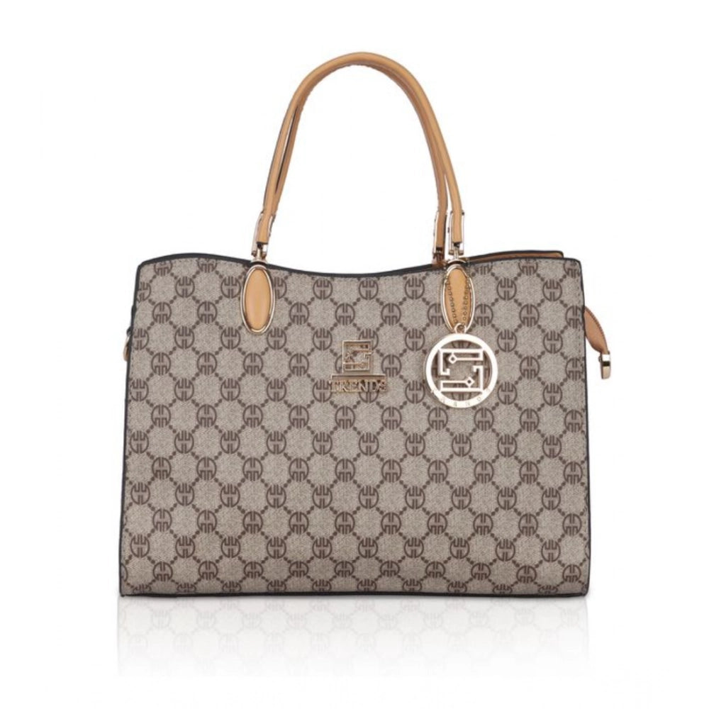 Women’s Faux Leather Printed Handbag – Camel Color