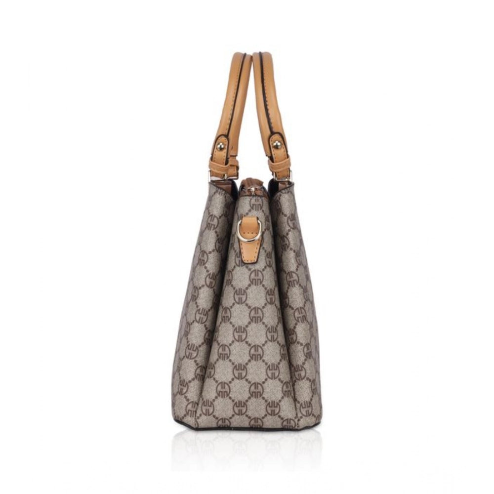 Women’s Faux Leather Printed Handbag – Camel Color