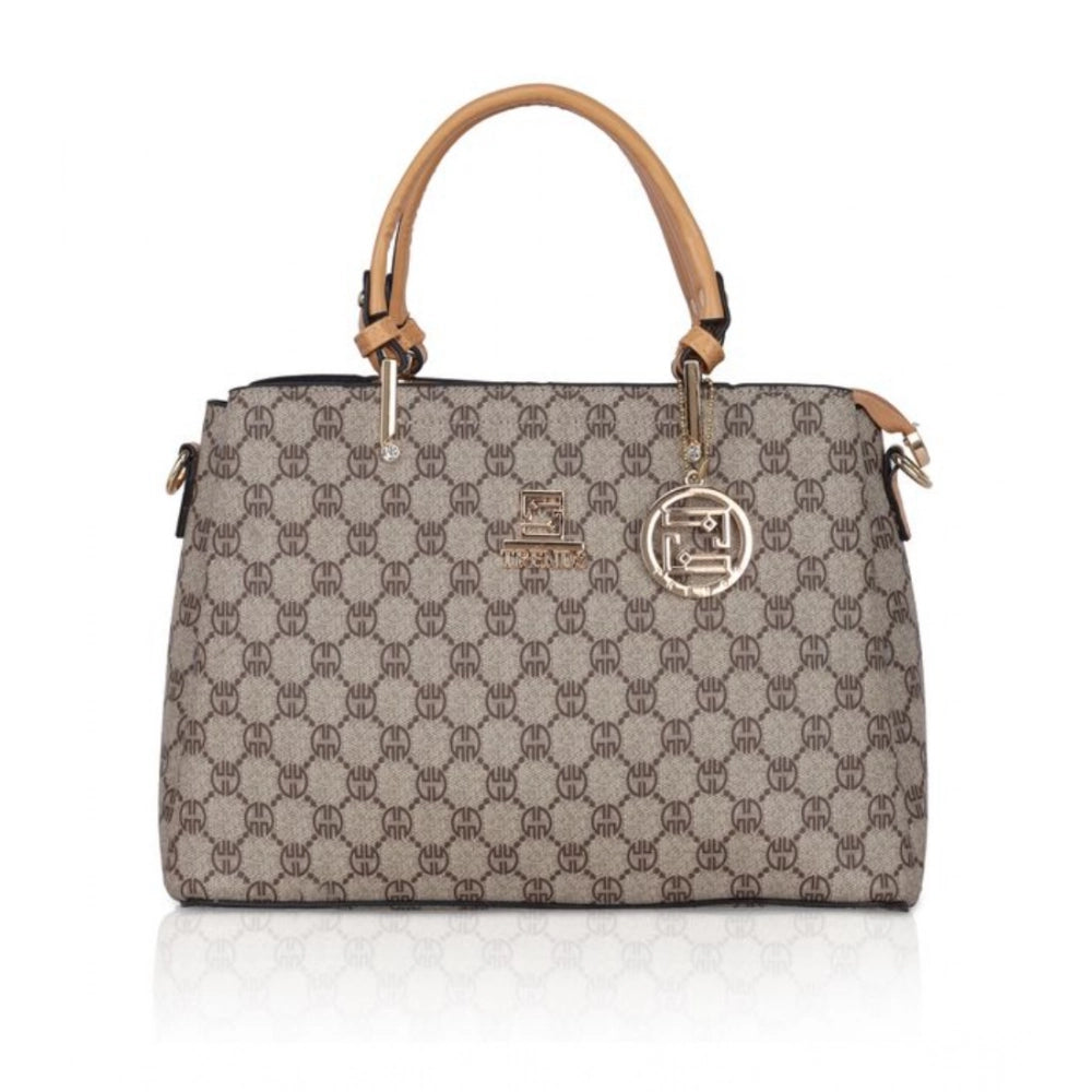 Women’s Faux Leather Printed Handbag – Camel Color