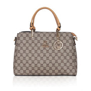 Women’s Faux Leather Printed Handbag – Camel Color