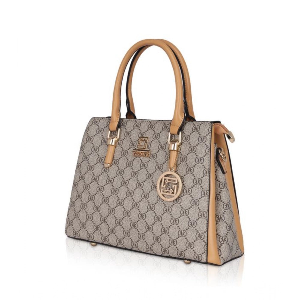 Women’s Faux Leather Printed Handbag – Camel Color