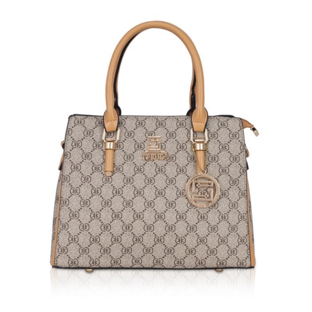 Women’s Faux Leather Printed Handbag – Camel Color