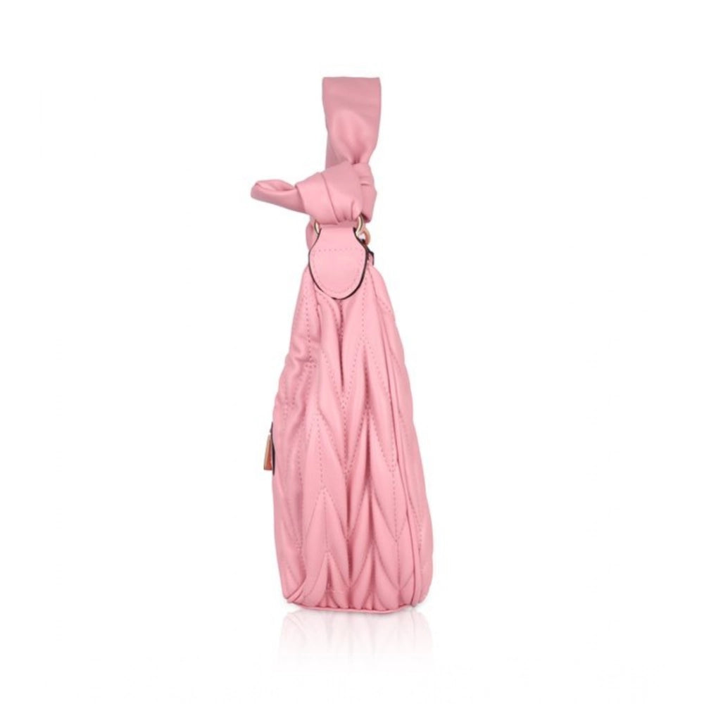 Women’s Faux Leather Textured Handbag – Pink (Variant 2)
