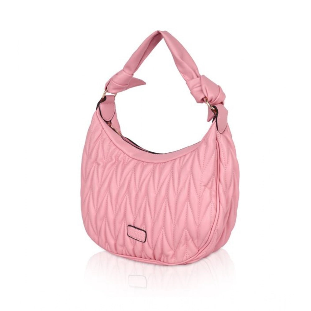Women’s Faux Leather Textured Handbag – Pink (Variant 2)