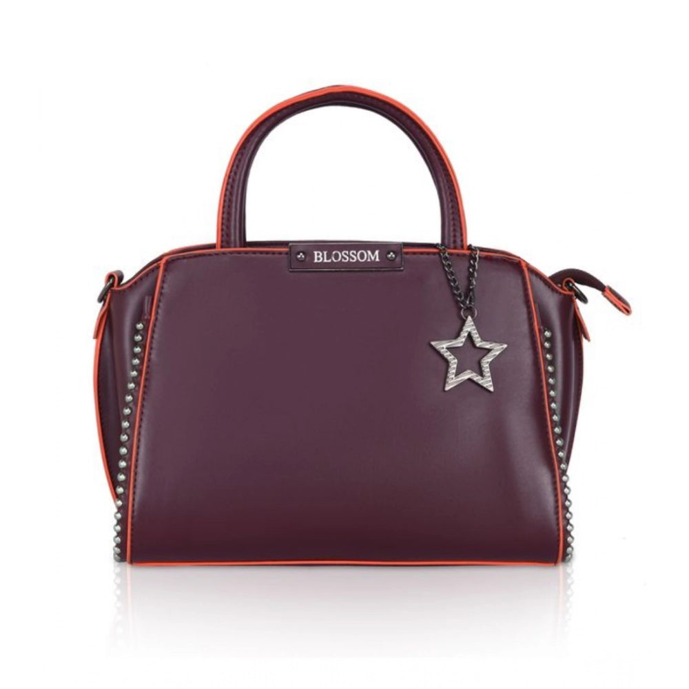 Generic Women's Faux Leather Women’s Faux Leather Handbag – Metal Beads Accent, Wine Red Beads Handbag (Wine Red)