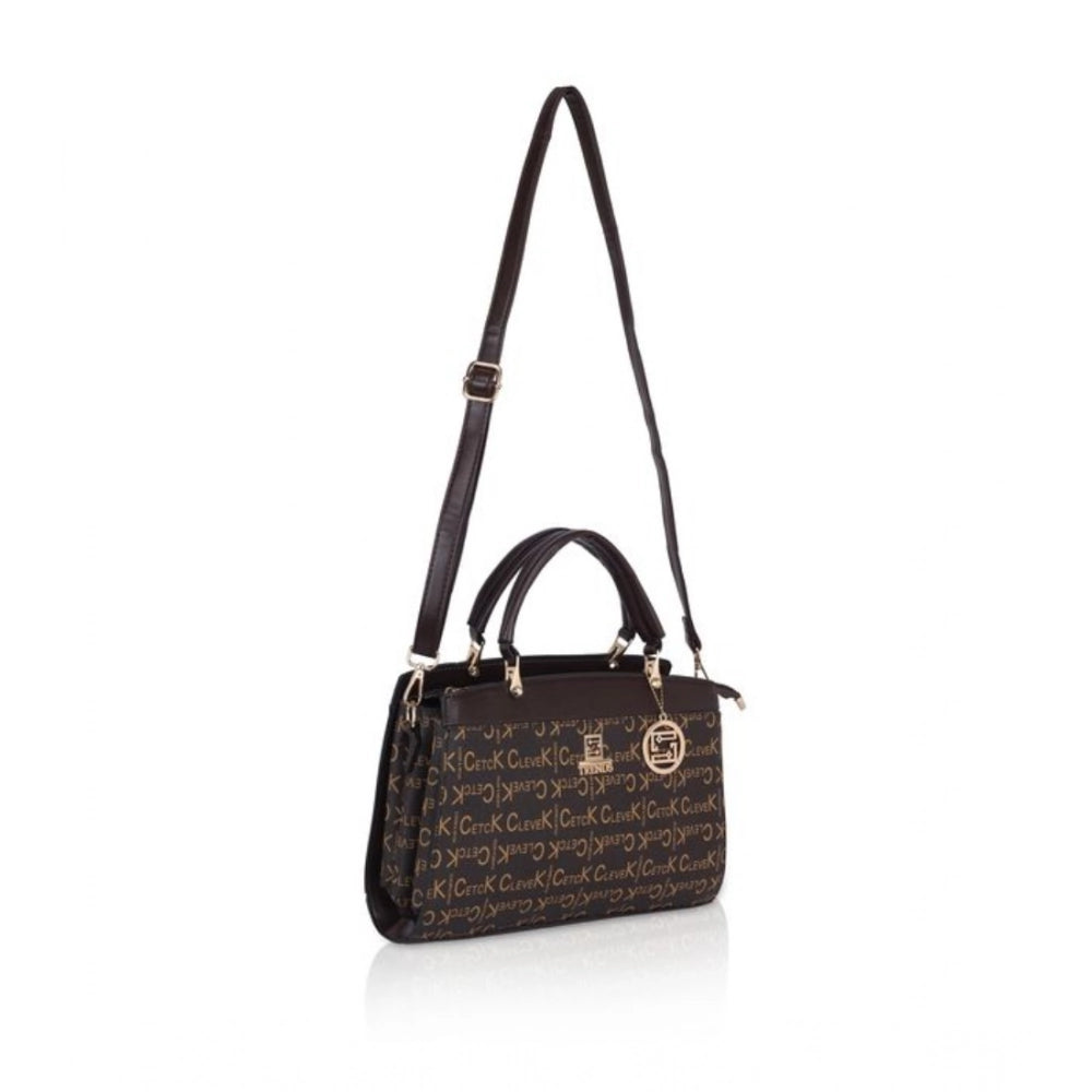 Women’s Faux Leather Printed Handbag – Coffee Color