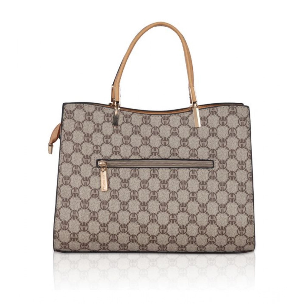 Women’s Faux Leather Printed Handbag – Camel Color