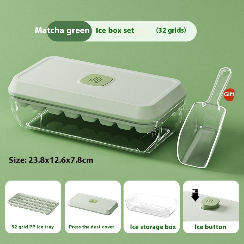 Silicone Ice Cube Tray 32 Grid With Lid Food Safe Spatula