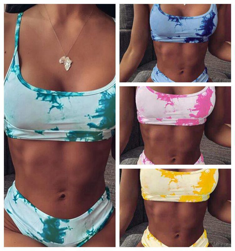 High Waist Quick-Drying Gradient Polyester Swimwear – Backless, Sexy, No Steel Support