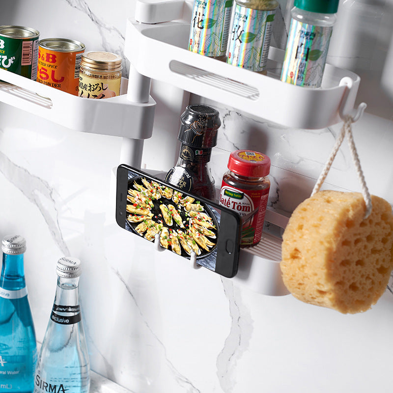 Rotating Wall-Mounted Storage Box – Punch-Free Plastic Organizer for Kitchen & Bathroom